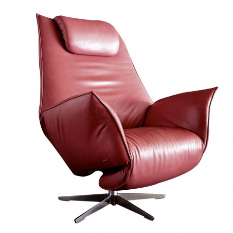 Fauteuil relax manuel SMITH taille M cuir rouge - MiLOME