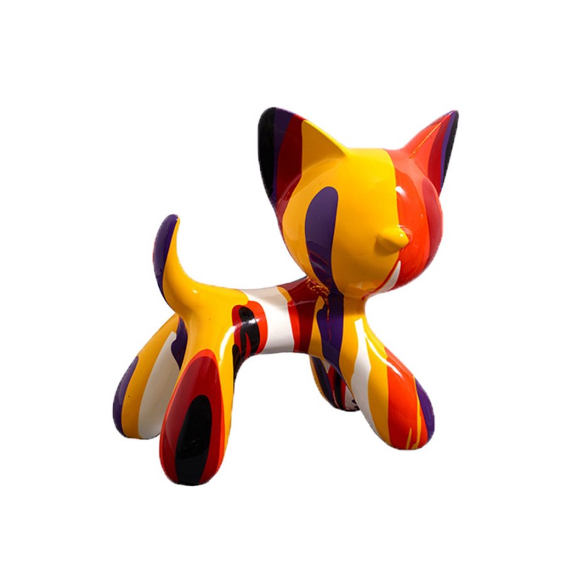 Sculpture chat MIKADO H.27 cm avec motifs colorés - MiLOME