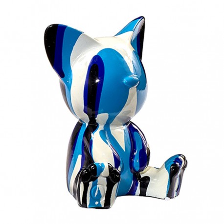 Sculpture chat ILEO bleu H.12 cm