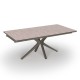 Table extensible LAURA pied gris taupe, plateau céramique argile