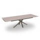 Table extensible LAURA pied gris taupe, plateau céramique argile