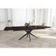 Table extensible LAURA pied noir, plateau céramique acier