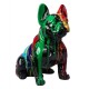 Sculpture bulldog OLAF noir assis H.40 cm
