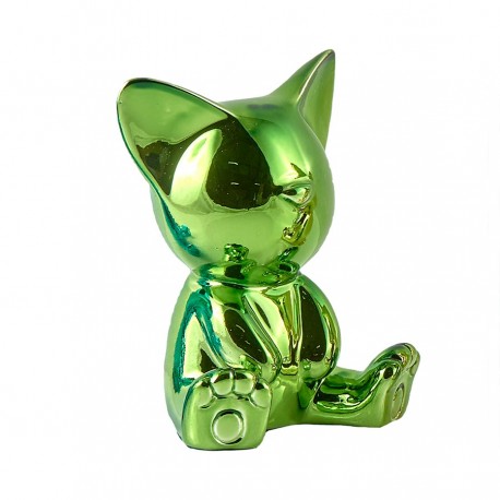 Objet déco statue chat MIGA H.12 cm vert