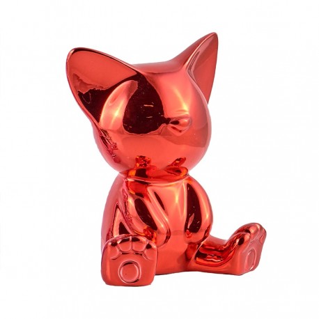 Objet déco statue chat MIGA H.12 cm rouge