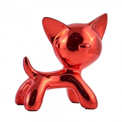 Objet déco statue chat TYRO H.11 cm rouge