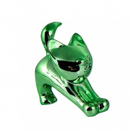 Objet déco statue chat TEXAS H.11 cm vert