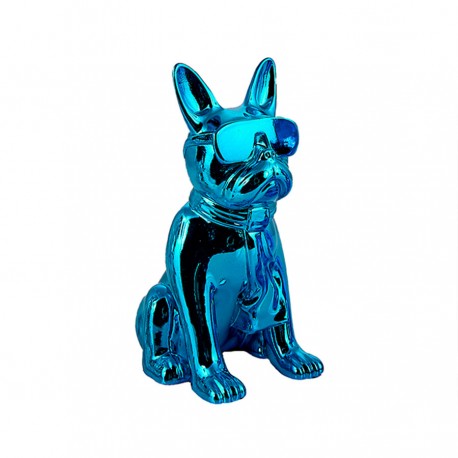 Objet déco statue chien HECTOR H.12 cm bleu