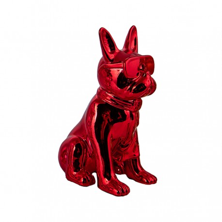 Objet déco statue chien HECTOR H.12 cm rouge