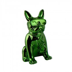 Objet déco statue chien HECTOR H.12 cm vert