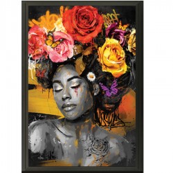 Tableau moderne ROMARIC La femme aux roses 91x131 cm